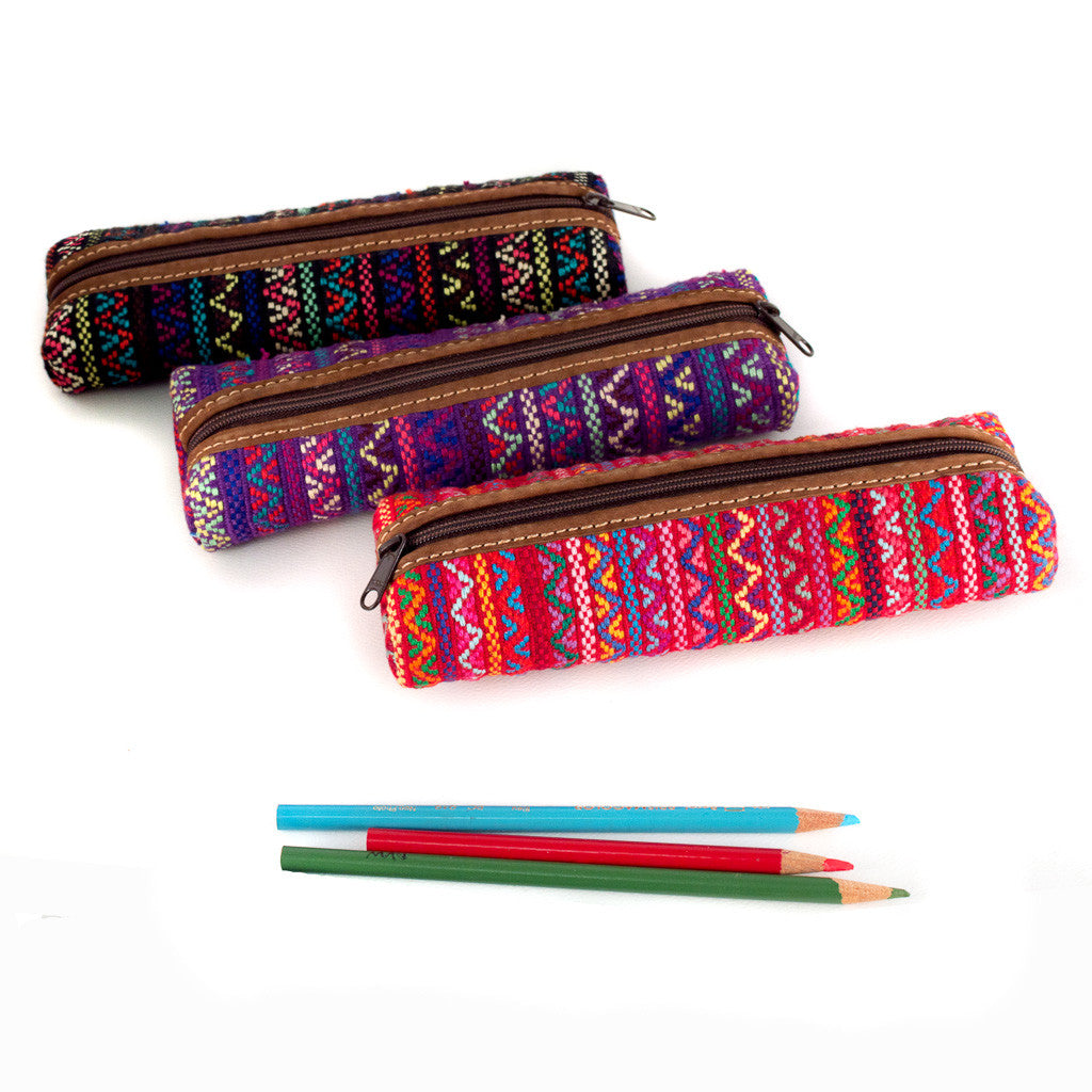 handwoven pencil case brocade multi-color 