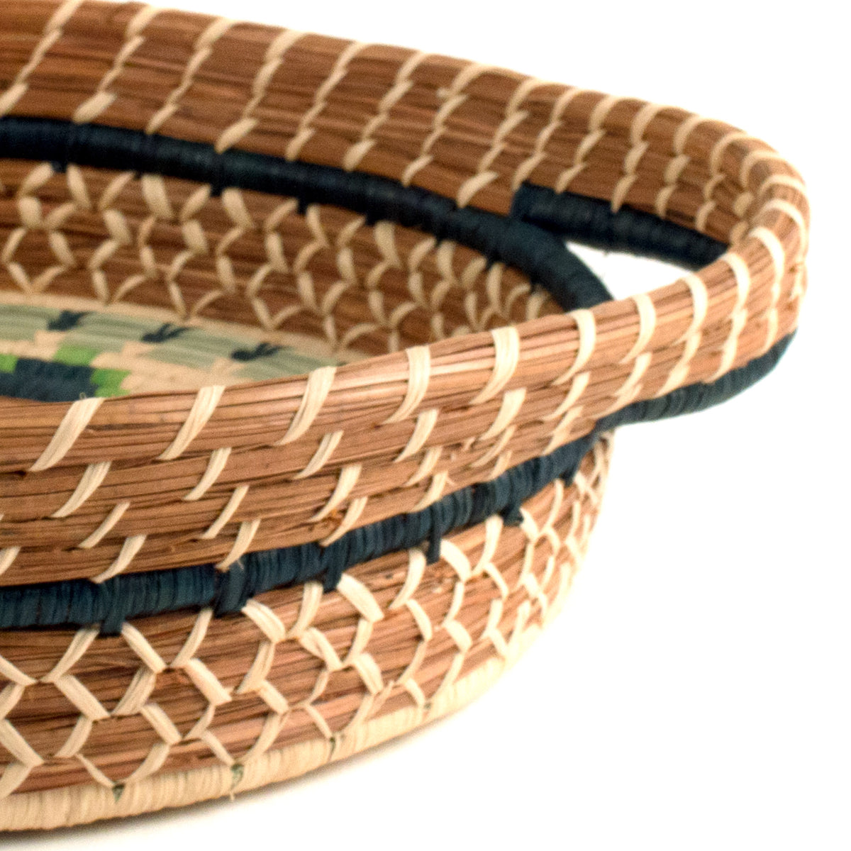 guatemalan pine needle basket with handles