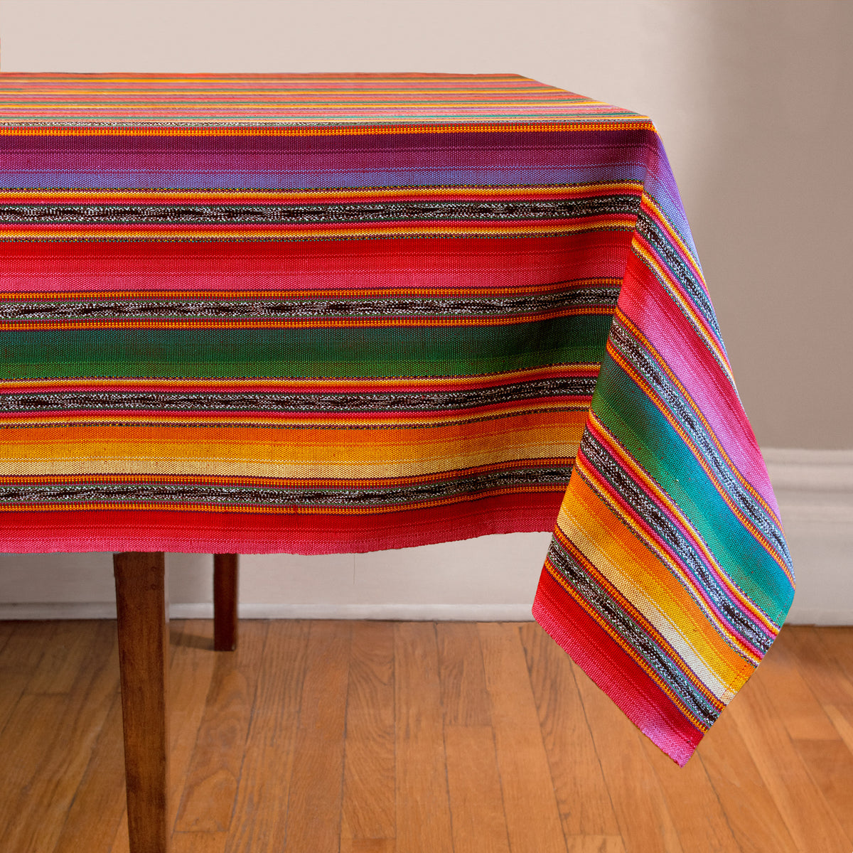 Tablecloth in colorful stripes with jaspe