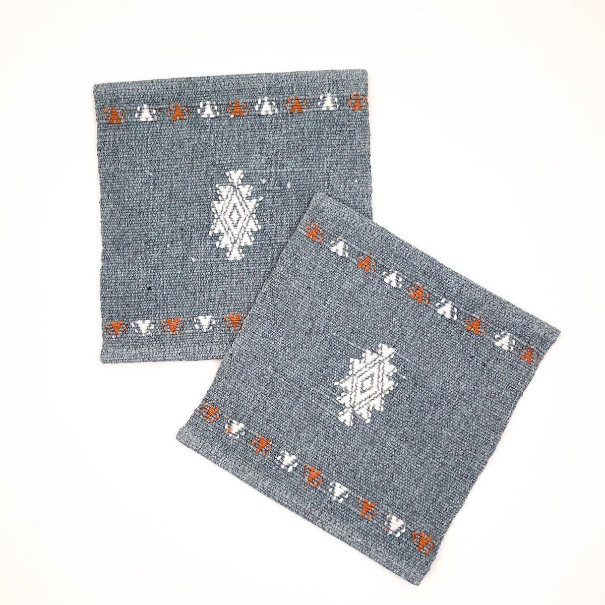Coaster with brocade Maya star and detail on recycled denim background