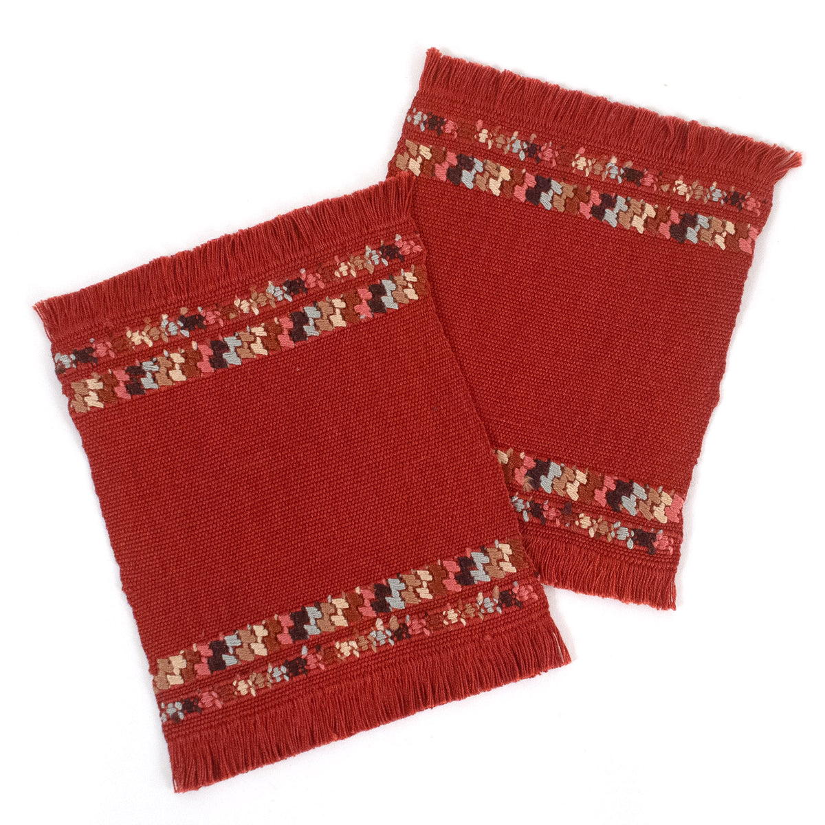 Handwoven Brocade Coaster Earthtones, set of 2