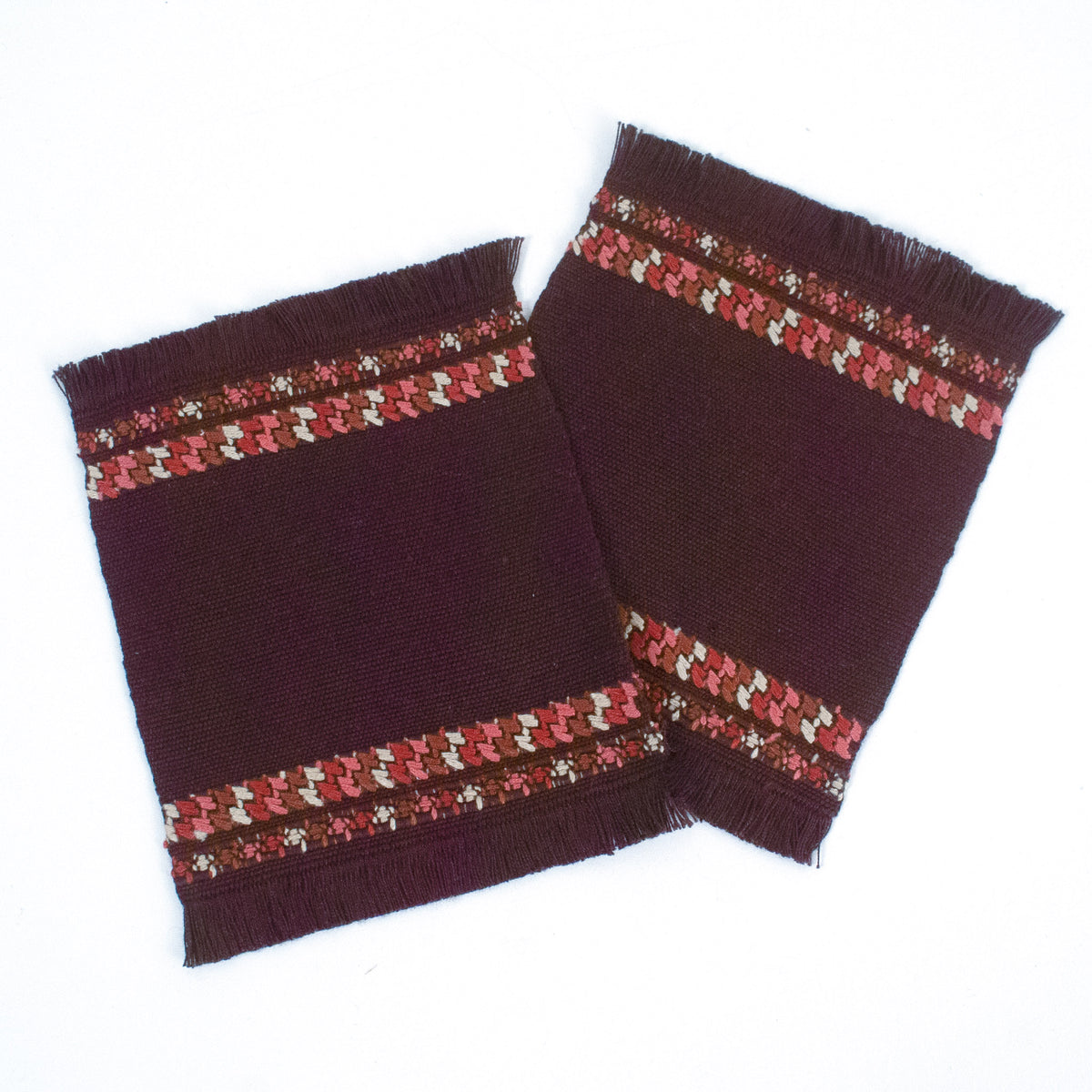 Handwoven Brocade Coaster Earthtones, set of 2