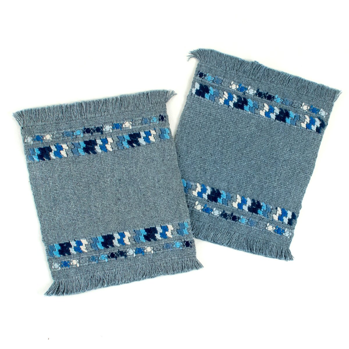 recycled denim coaster set with brocade