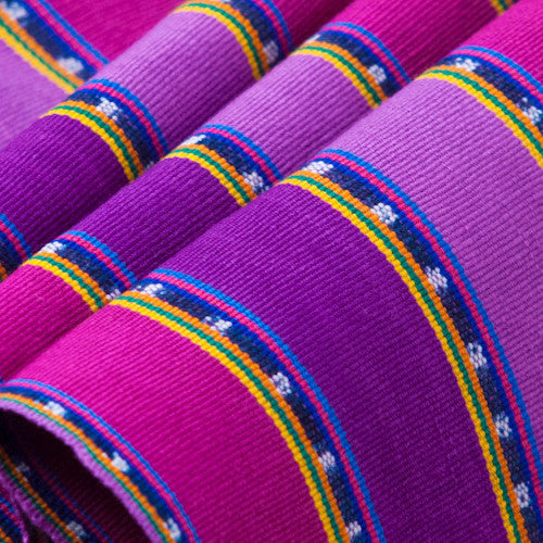 handwoven purple stripe table runner | Mayan Hands