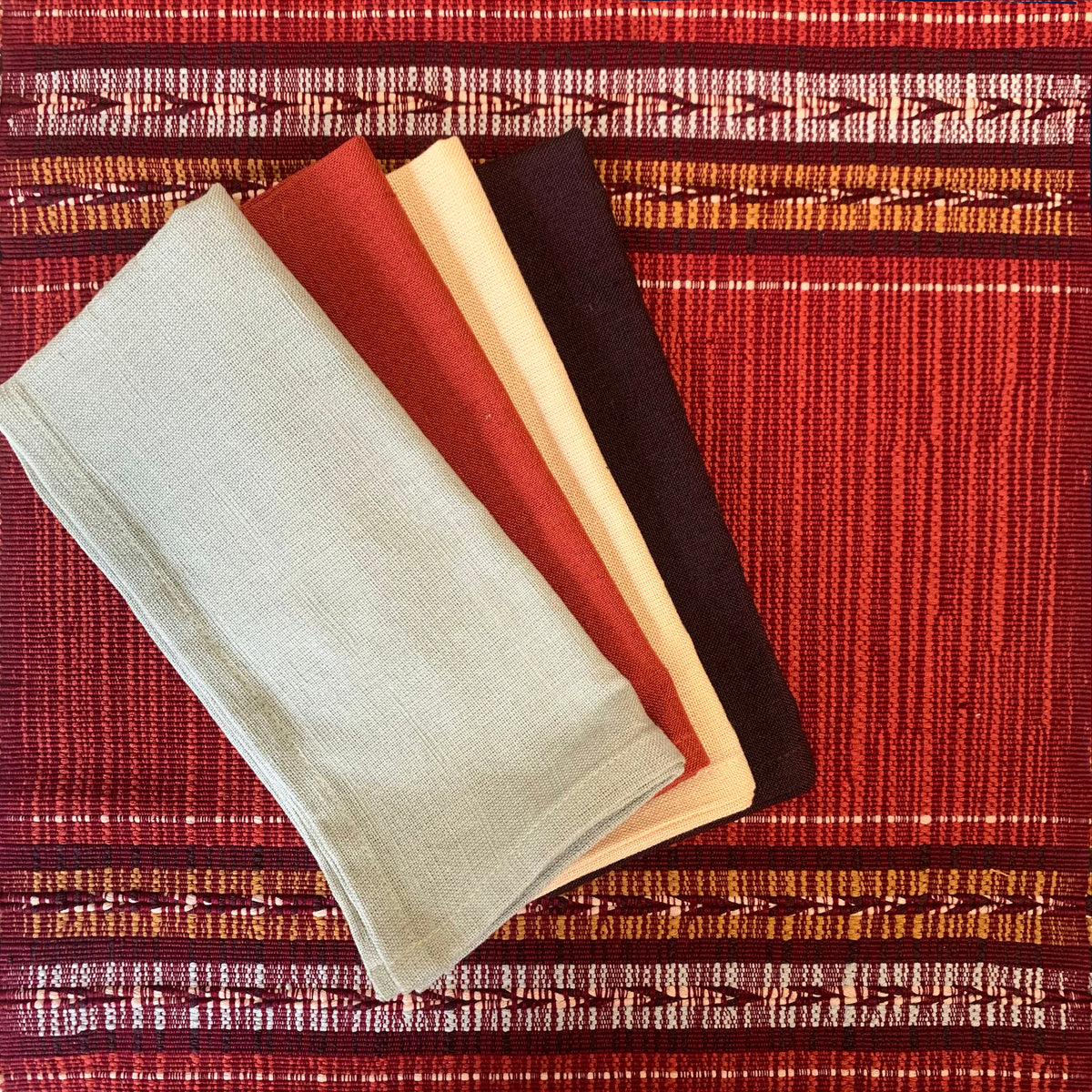 Handwoven brick arrow table runner with coordinating napkins