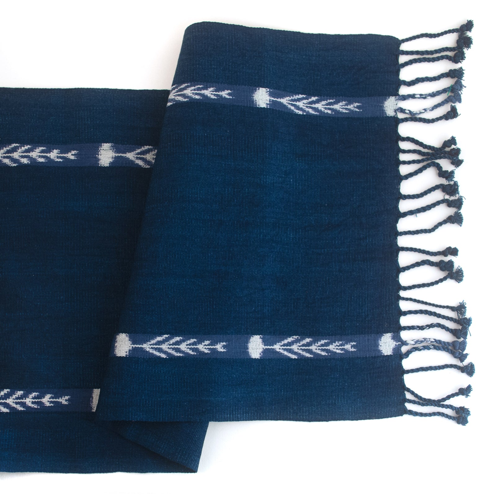 indigo jaspe ikat table runner handwoven | Mayan Hands