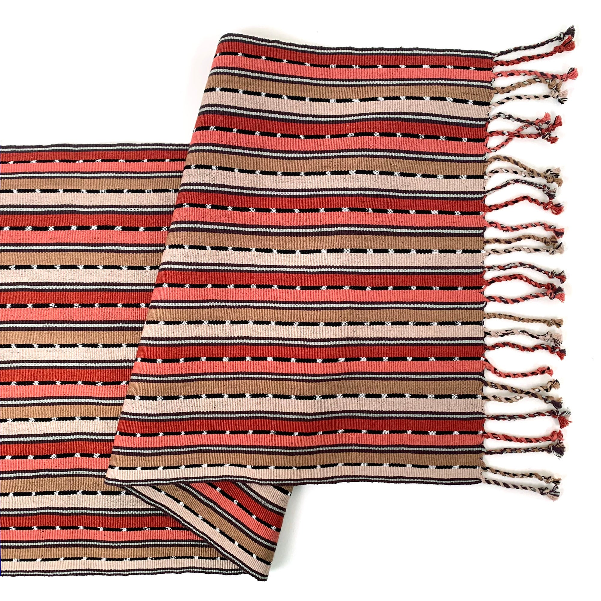stripe handwoven table runner with narrow ikat