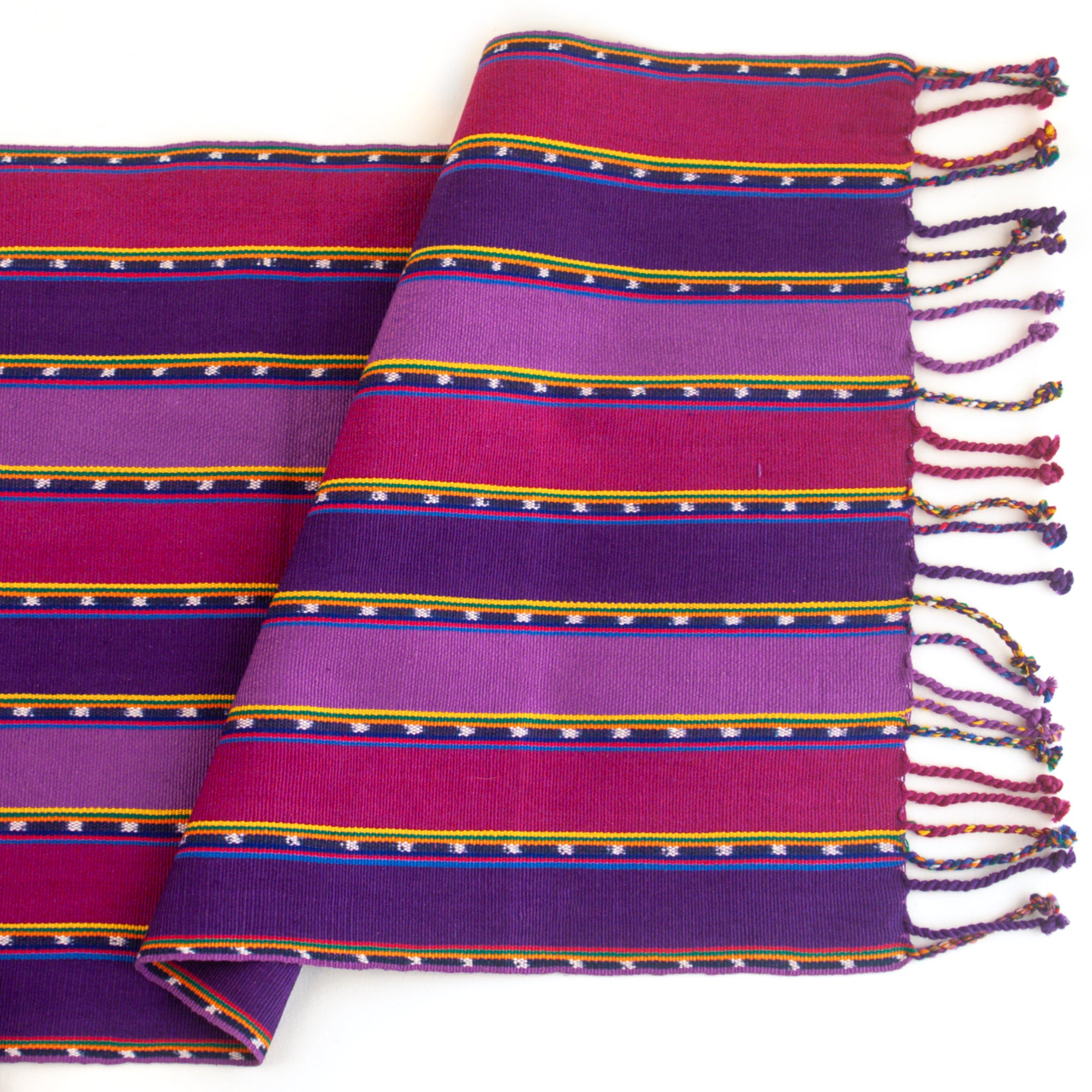 handwoven purple stripe table runner | Mayan Hands