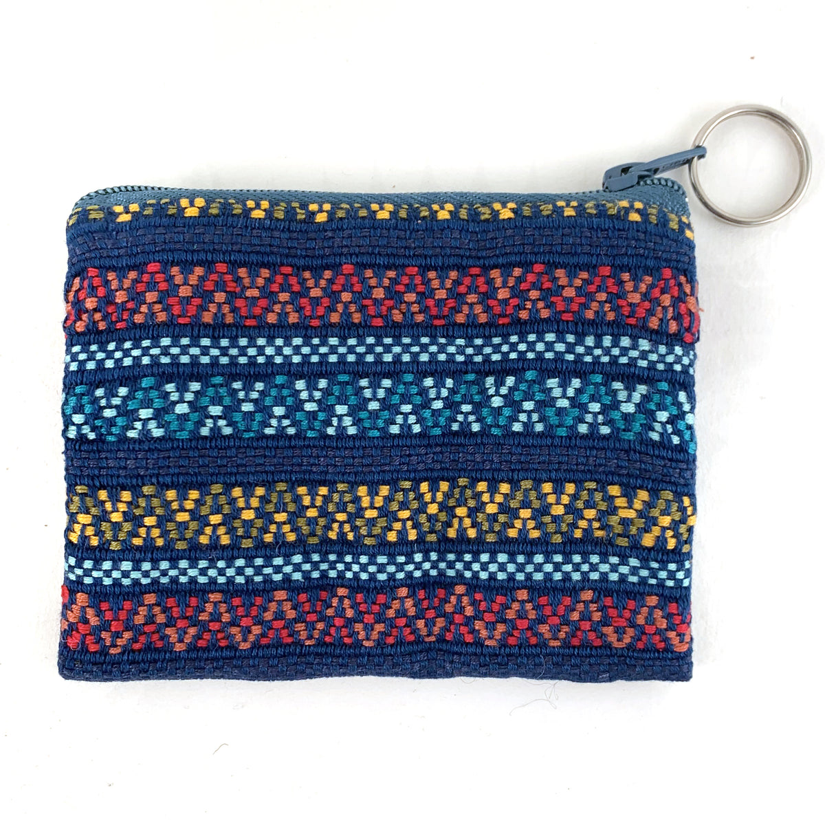 Small Zipper Pouch with Keyring in Santiago Brocade