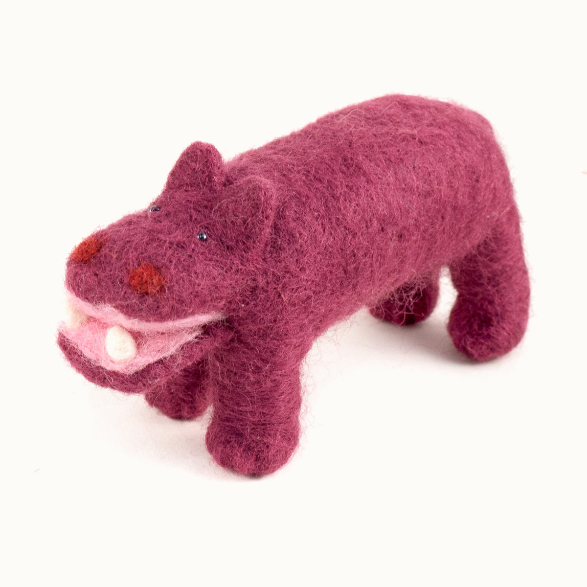 rose felted wool hippo