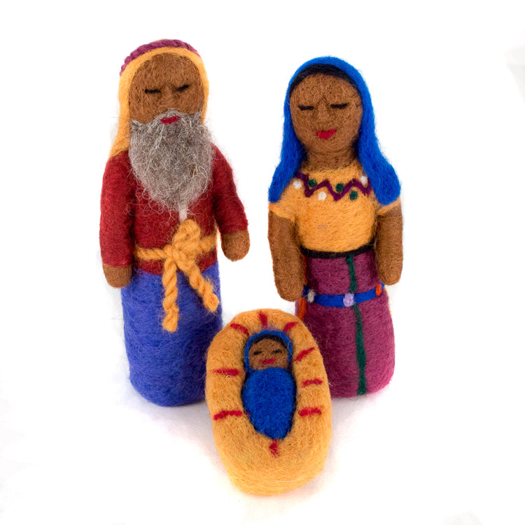 felted wool mayan nativity set