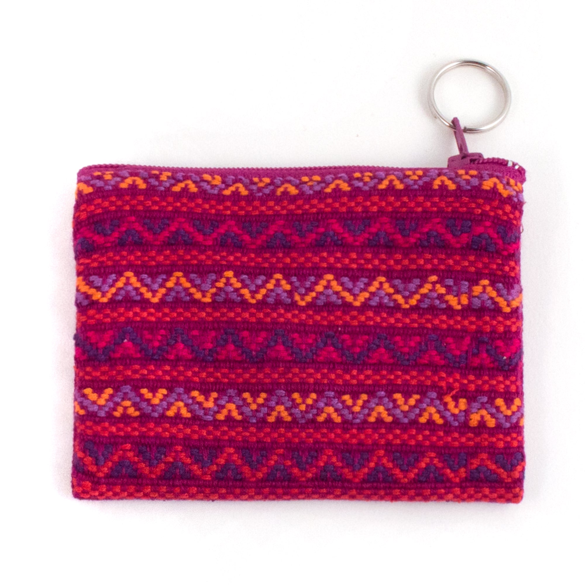 Small Zipper Pouch with Keyring in Santiago Brocade