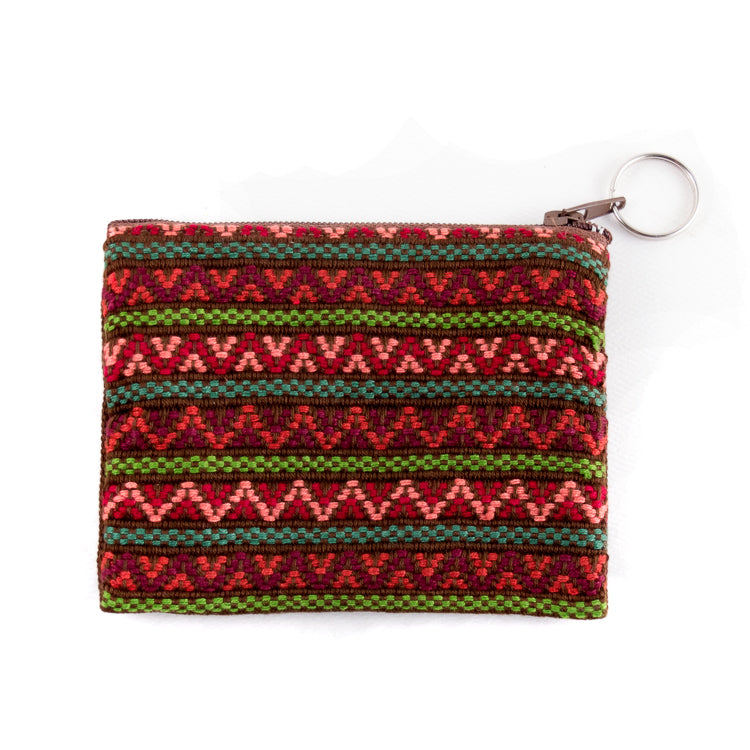 Small Zipper Pouch with Keyring in Santiago Brocade