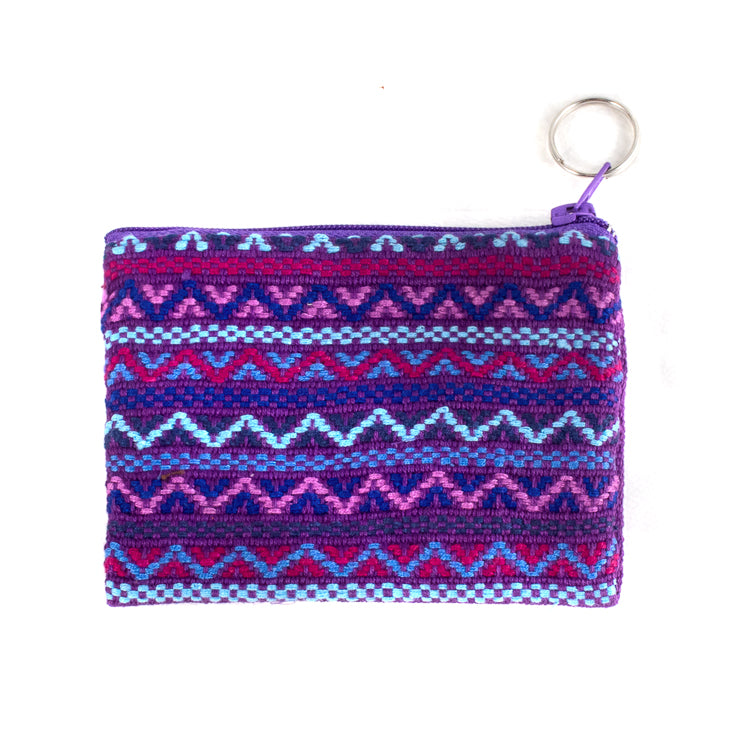 Small Zipper Pouch with Keyring in Santiago Brocade