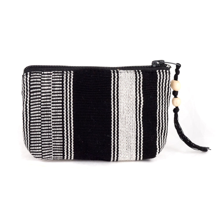 black and white coin purse