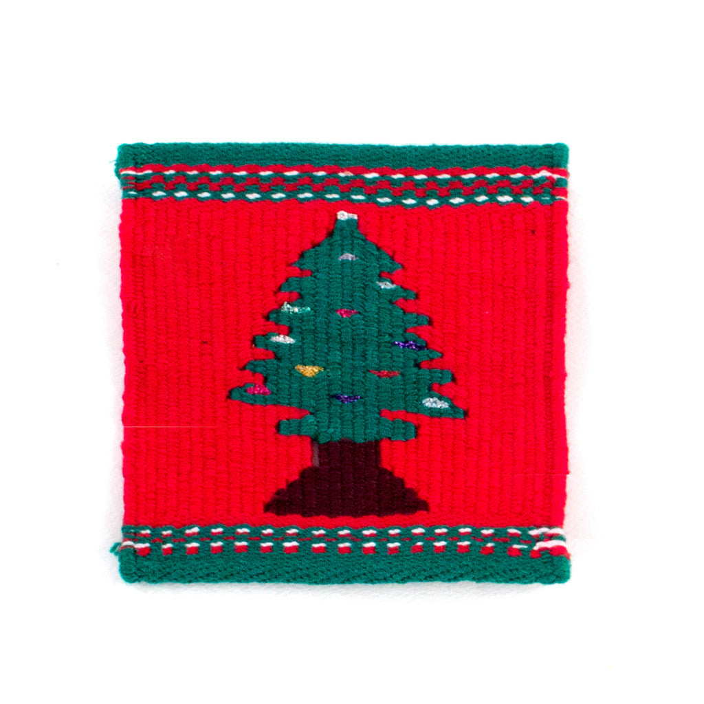 christmas tree tapestry coaster