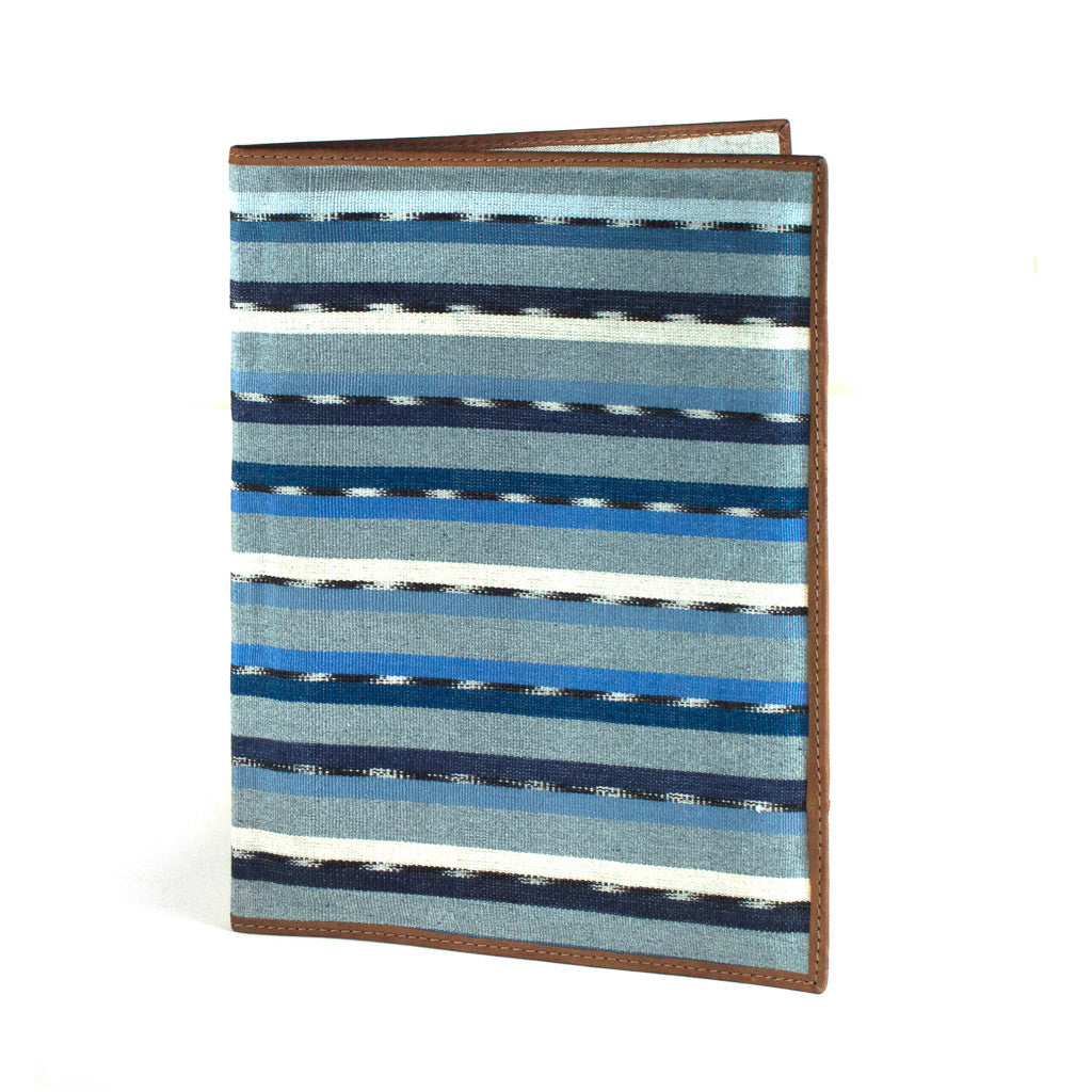 Handwoven Notebook Portfolio - recycled blue denim