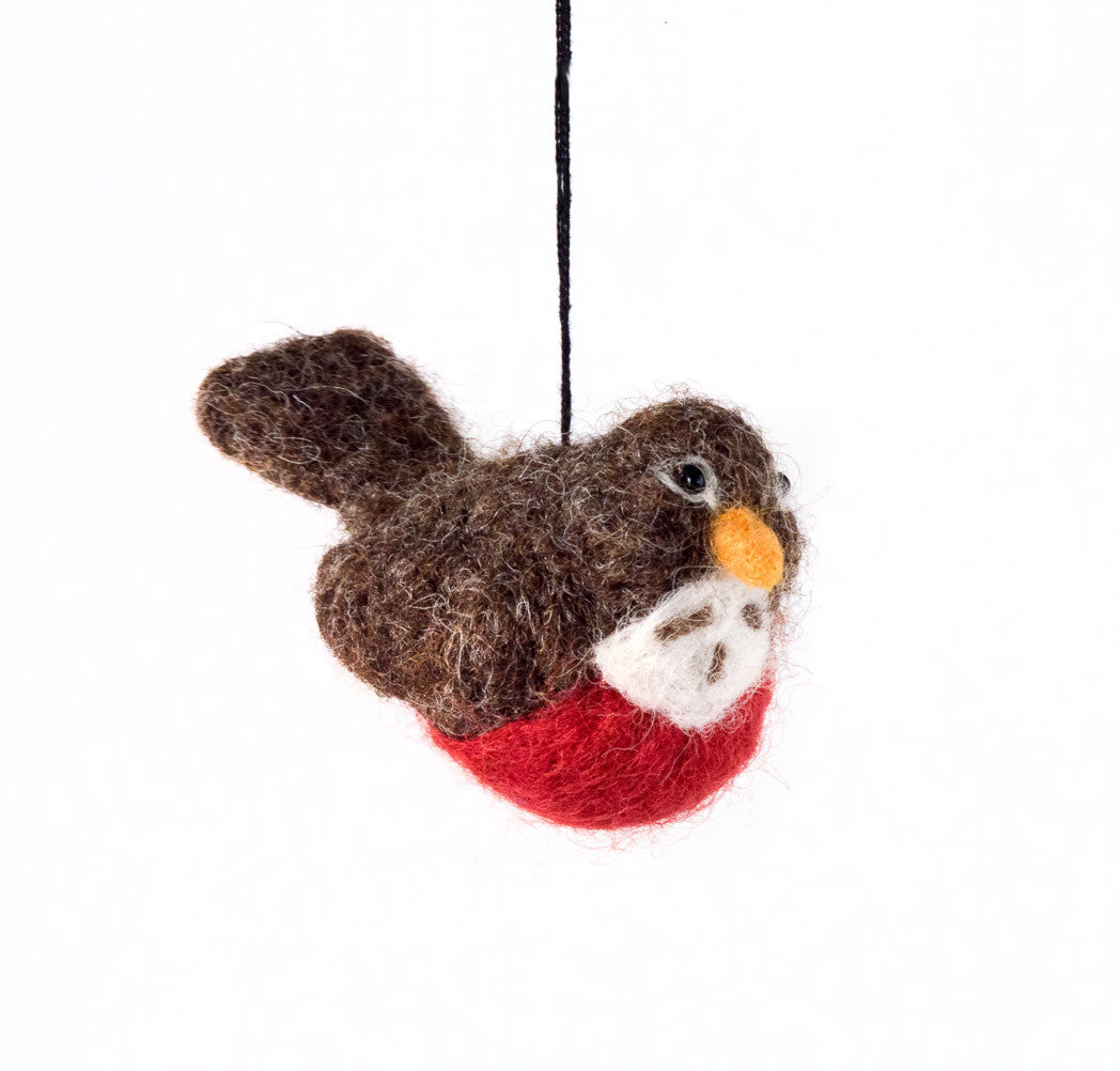 Felted Wool Robin Ornament