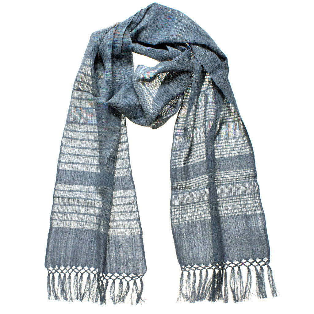 Recycled Denim Gauzy Scarf | Handwoven Fair Trade Scarf Made in Guatemala  by Mayan Hands