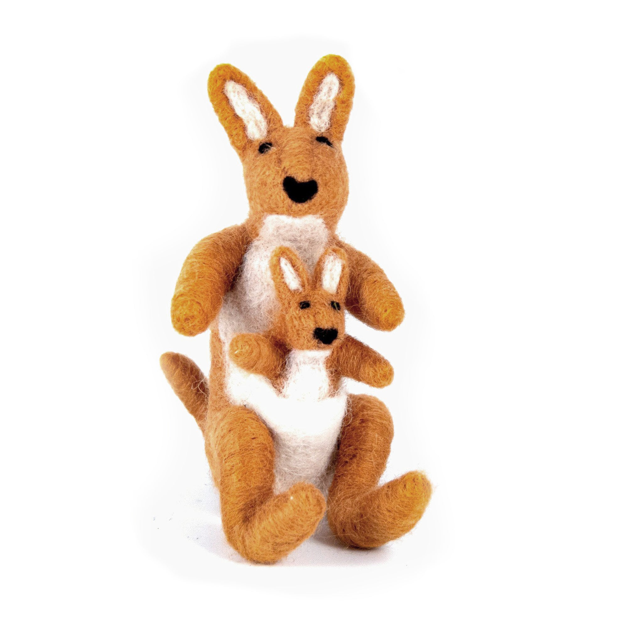 felted wool kangaroo with baby