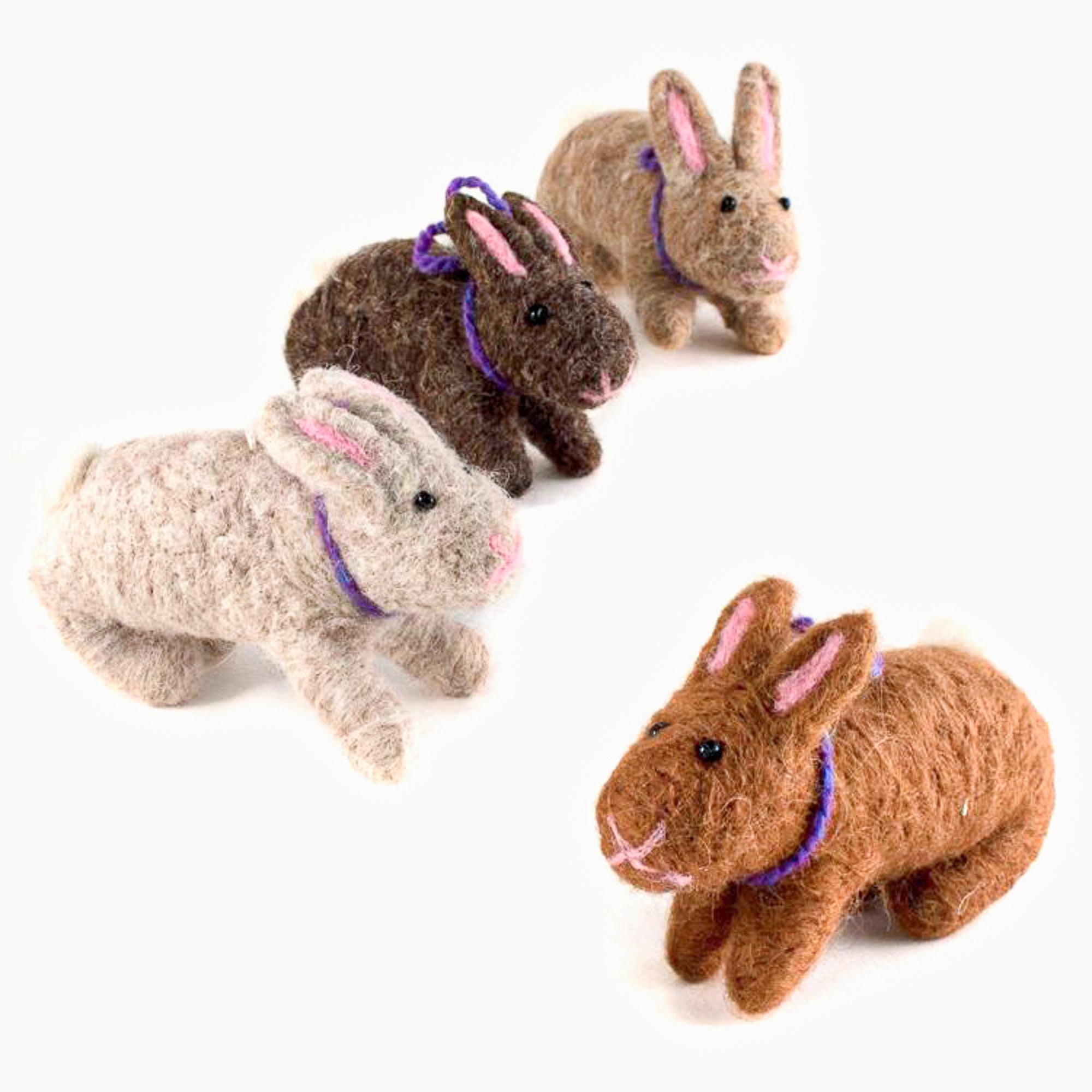 Woolen Rabbit Felted Wool Rabbit | Handmade Needle Felted Animals Made in Guatemala ...