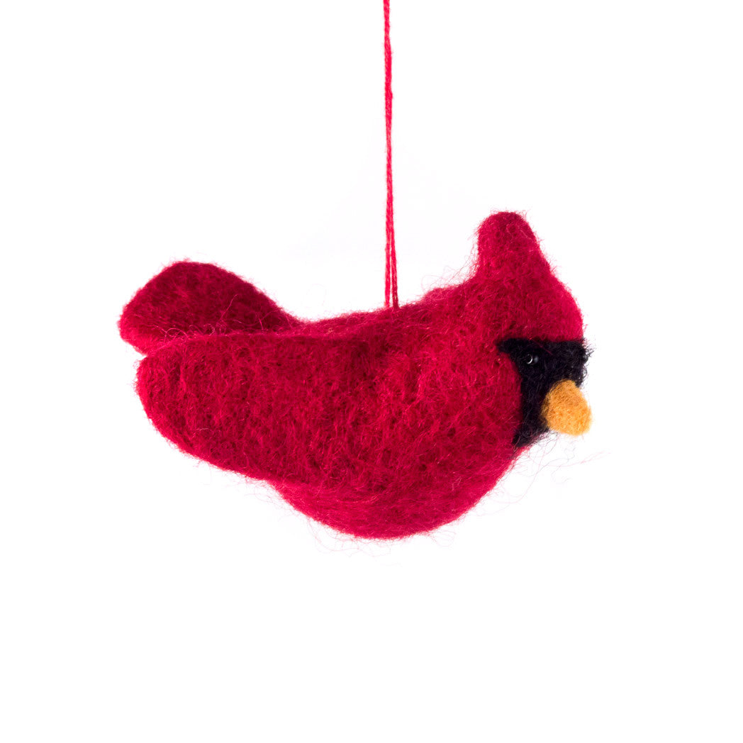 Felted Wool Cardinal Ornament
