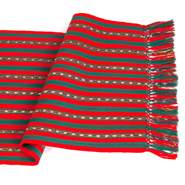 holiday jaspe table runner with gold stripe